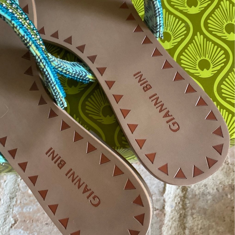 Gianni Bini Oliveira 7 women’s Beaded Crystal Sandals - Blue and Green - Picture 5 of 7
